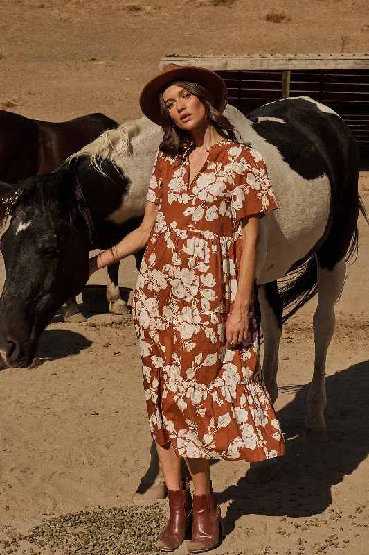 Every Deal is a Steal!Surrey Floral Amayah Tiered Midi Dress