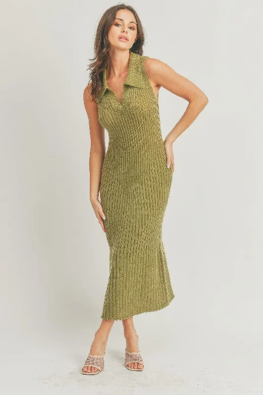 Flash Sale – Act Fast!Hot Girl Soft And Cozy Warm Knit Midi Dress In Olive