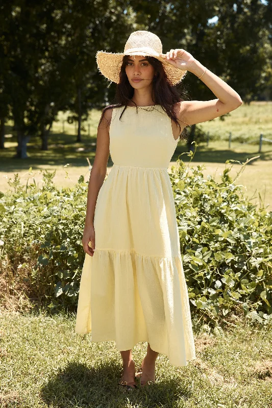 Price Drop Alert!With The Wind Midi Dress Yellow