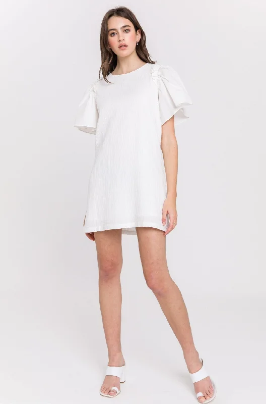 Unlock Huge Savings Now!Woven Mixed Flare Sleeves Dress