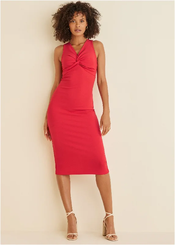 Shop Today, Save Tomorrow!Twist Front Midi Dress - Red