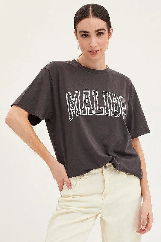 Shop More, Spend Less!Black Graphic T Shirt