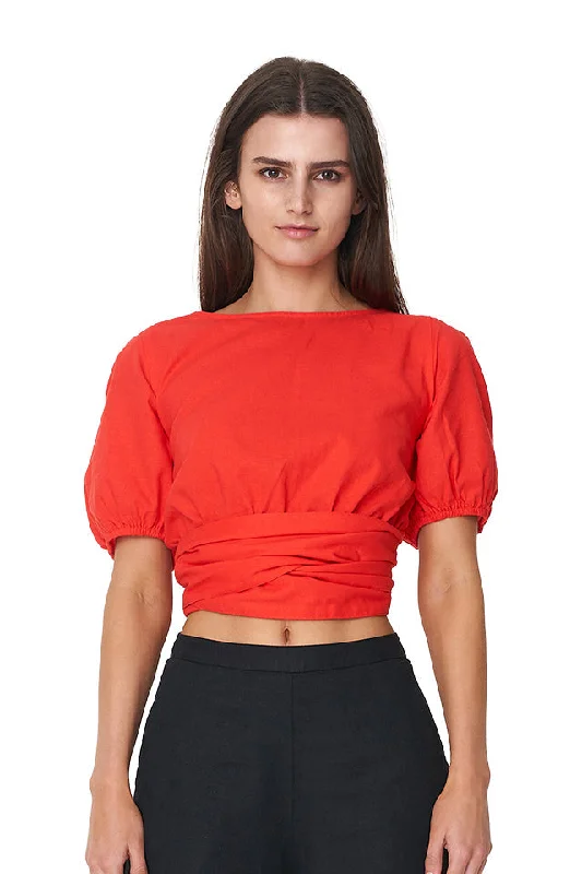Exclusive Offers You’ll Love!Casa Ruby Red V Neck Wrap Top