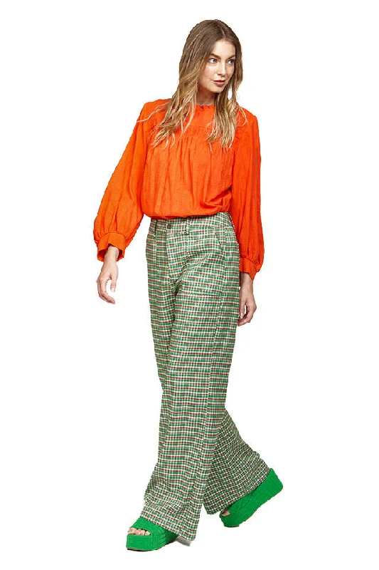 Get Ready to Save!Lucid Orange Neck Frill LS Top