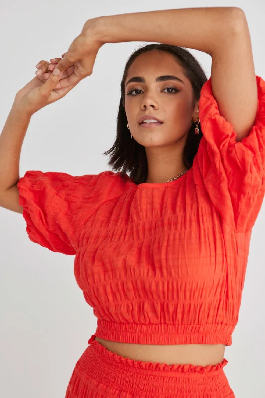 Act Fast – Limited Time Savings!Matilda Sunset Shirred Cotton Ss Crop Top