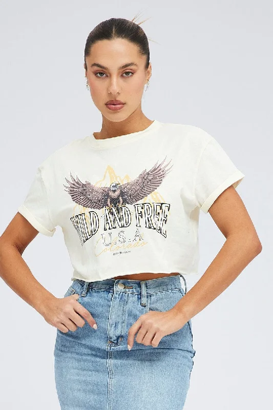 Your Exclusive Offer Awaits!Nude Graphic Eagle Mountains Crop Oversized Tee T-shirt