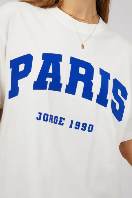 Steals and Deals Await!Paris Vintage White Blue Printed Tee