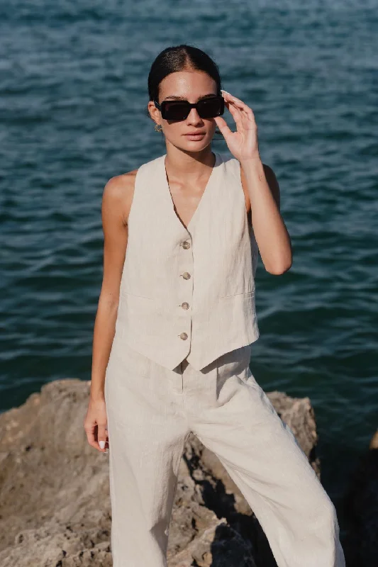 Buy More, Save More!Virgo Natural Linen Vest
